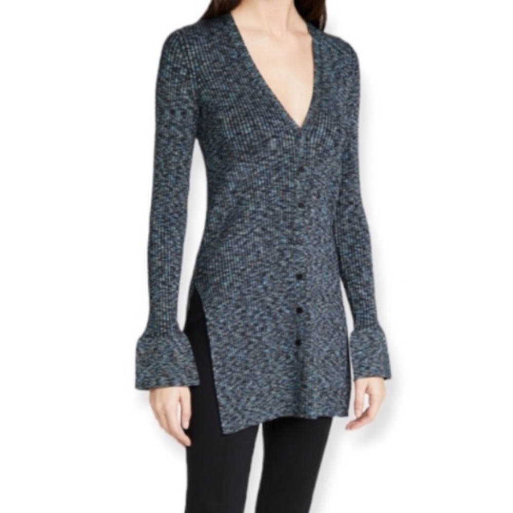 Theory Marled Ribbed-Knit Cardigan